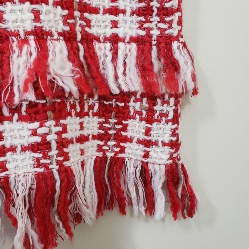 Fitelle NWT Jonette faux wool‎ blend wrap front plaid fringe trim skirt size 12 - Picture 5 of 9